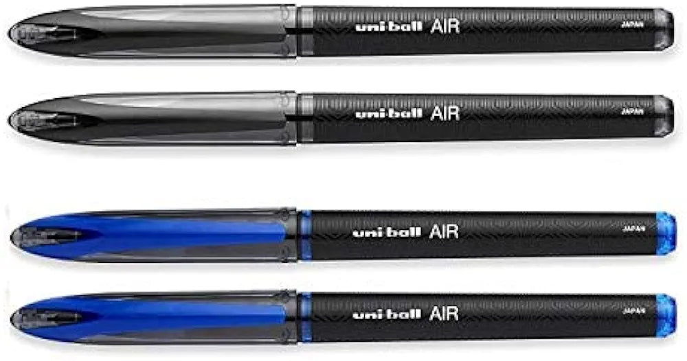 UNI-BALL Air UBA188M 0.5 mm Roller Ball Pens, Blue & Black Ink, Pack of 4