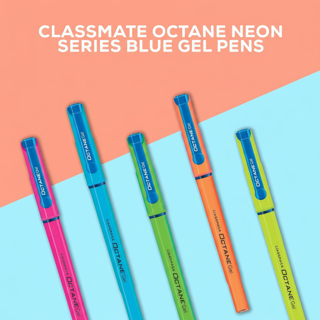 Classmate Octane Neon Gel 25s Jar- 25 Blue Gel Pens| Smooth Writing Pens| Water-proof Ink For Smudge-free Writing| Preferred By Students For Exam & Class Notes| Study At Home Essentials