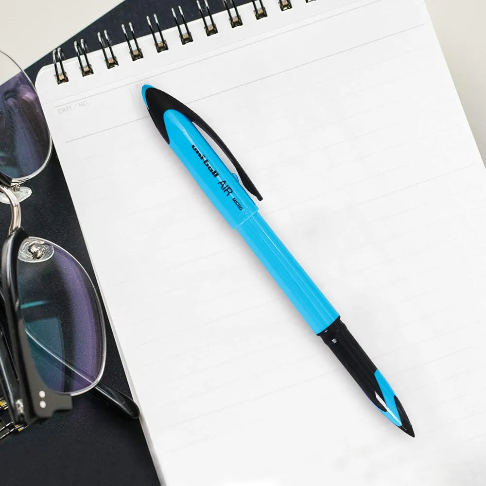 UNI-BALL Air UBA188ELM 0.5mm Roller Ball Pen | White Body, Blue Ink, Pack of 6