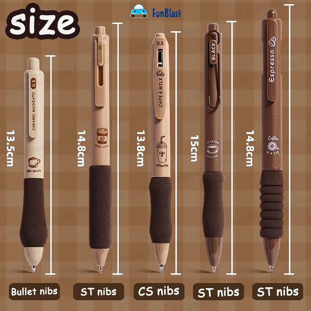 FunBlast Gel Pens for Writing, 5 Pcs Gel Pen with Comfortable and soft Grip for Smooth Writing, Kawaii Pens, Stationery for School & Office, Birthday Return Gift, Blue Ink