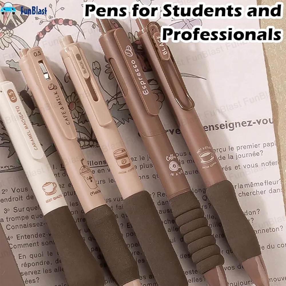 FunBlast Gel Pens for Writing, 5 Pcs Gel Pen with Comfortable and soft Grip for Smooth Writing, Kawaii Pens, Stationery for School & Office, Birthday Return Gift, Blue Ink