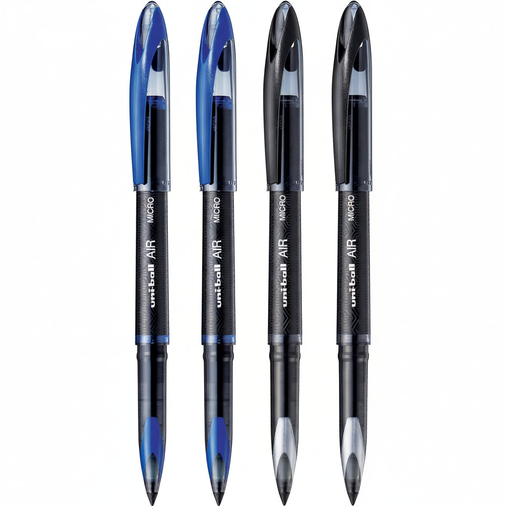UNI-BALL Air UBA188M 0.5 mm Roller Ball Pens, Blue & Black Ink, Pack of 4