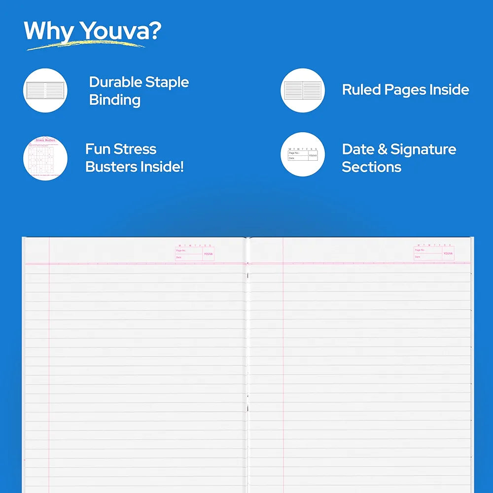 YOUVA Navneet Soft Bound Long Book/Soft cover Notebook for Students | Single Line | 172 Pages | Pack of 6 | Regular Size 17 cm x 27 cm