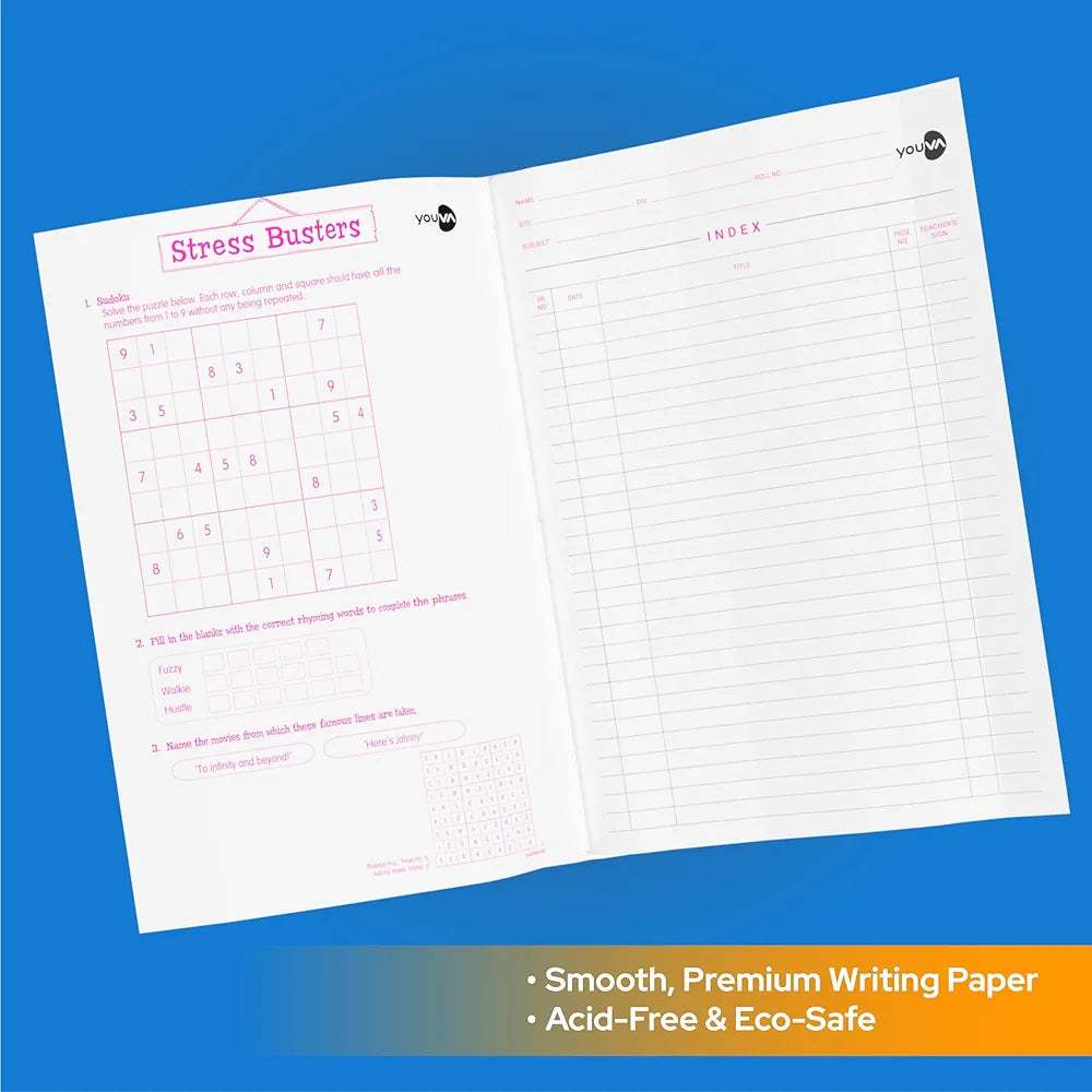 YOUVA Navneet Soft Bound Long Book/Soft cover Notebook for Students | Single Line | 172 Pages | Pack of 6 | Regular Size 17 cm x 27 cm