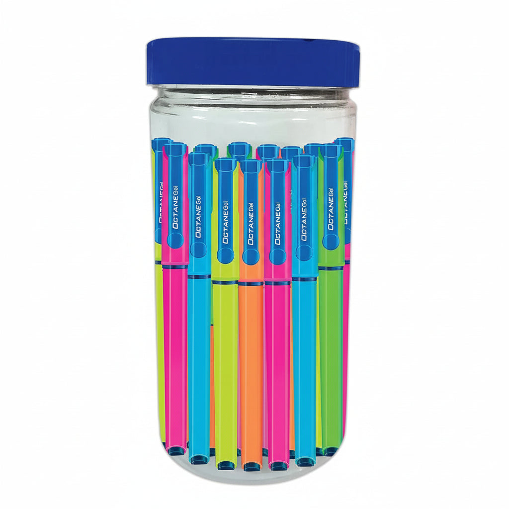 Classmate Octane Neon Gel 25s Jar- 25 Blue Gel Pens| Smooth Writing Pens| Water-proof Ink For Smudge-free Writing| Preferred By Students For Exam & Class Notes| Study At Home Essentials