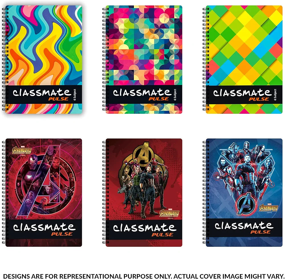 Classmate Pulse Notebook - 267 X 203, 160 Pages, Single Line, Wiro Binding, Multicolor (2105007)