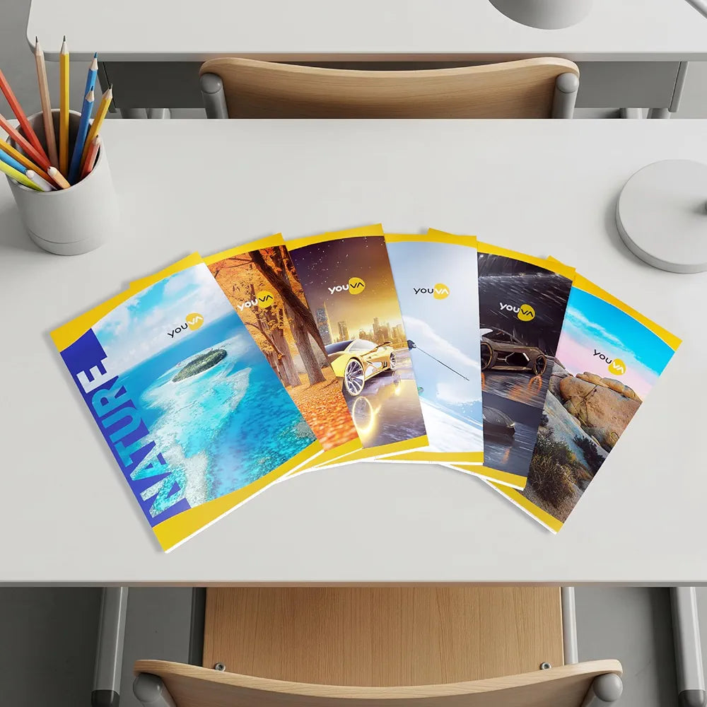 YOUVA Navneet Soft Bound Long Book/Soft cover Notebook for Students | Single Line | 172 Pages | Pack of 6 | Regular Size 17 cm x 27 cm