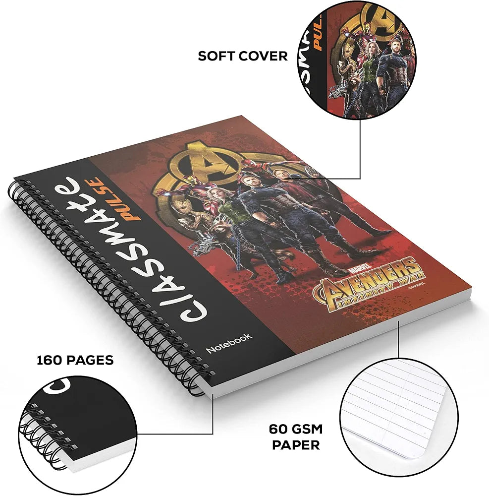 Classmate Pulse Notebook - 267 X 203, 160 Pages, Single Line, Wiro Binding, Multicolor (2105007)