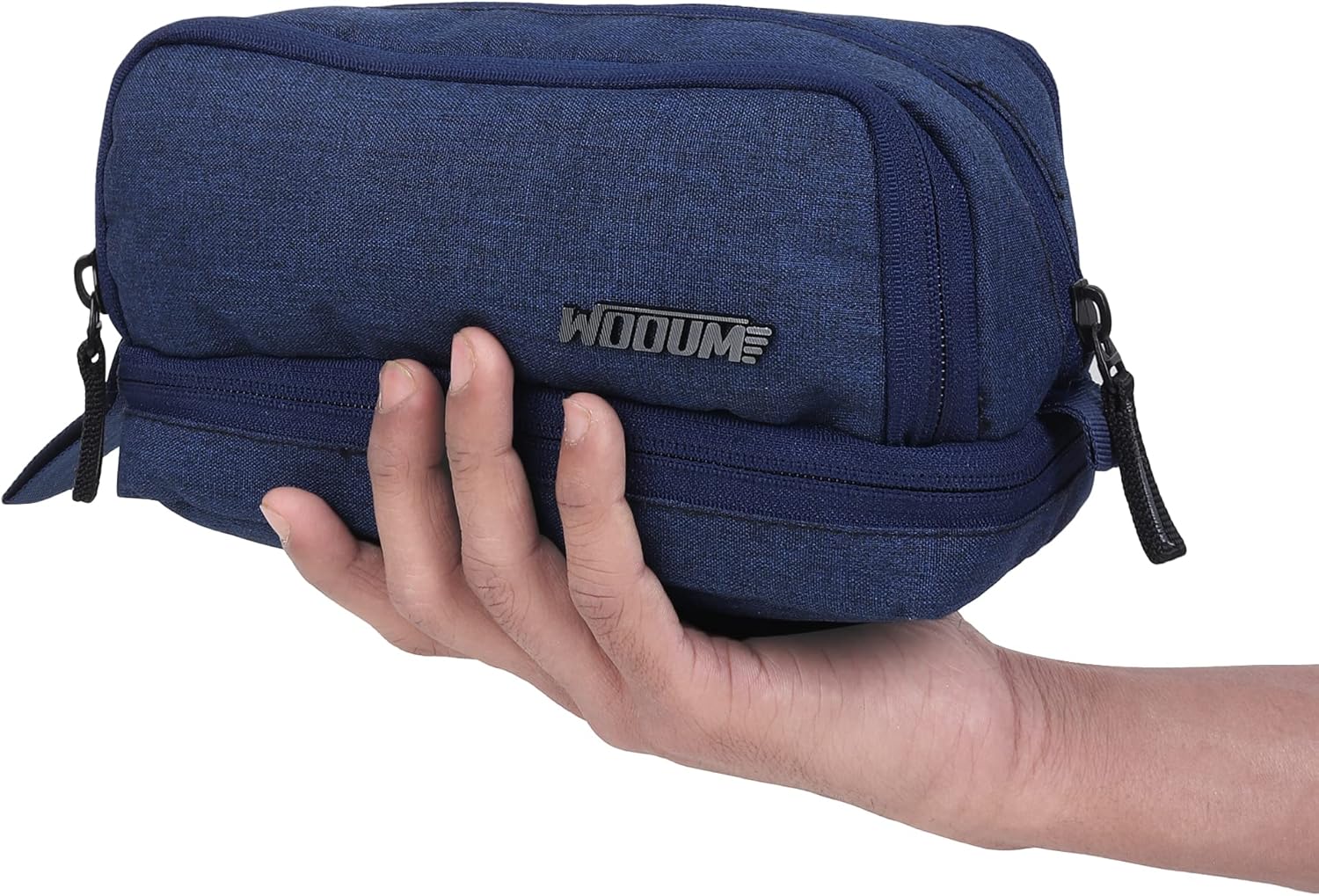 Wooum Fabric Extra Large Capacity Kawaii Pencil Cases Large Pencil Case, Cute Pencil Case, Back to School, Makeup Bag, College and Office Supplies, Travel Case (Khadi Navy Blue)